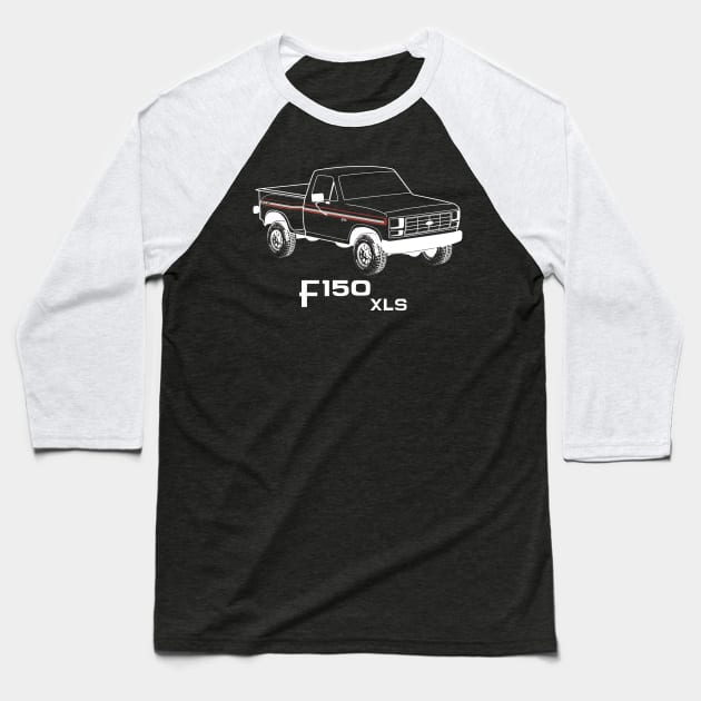 1982 F150 XLS White Print Baseball T-Shirt by The OBS Apparel